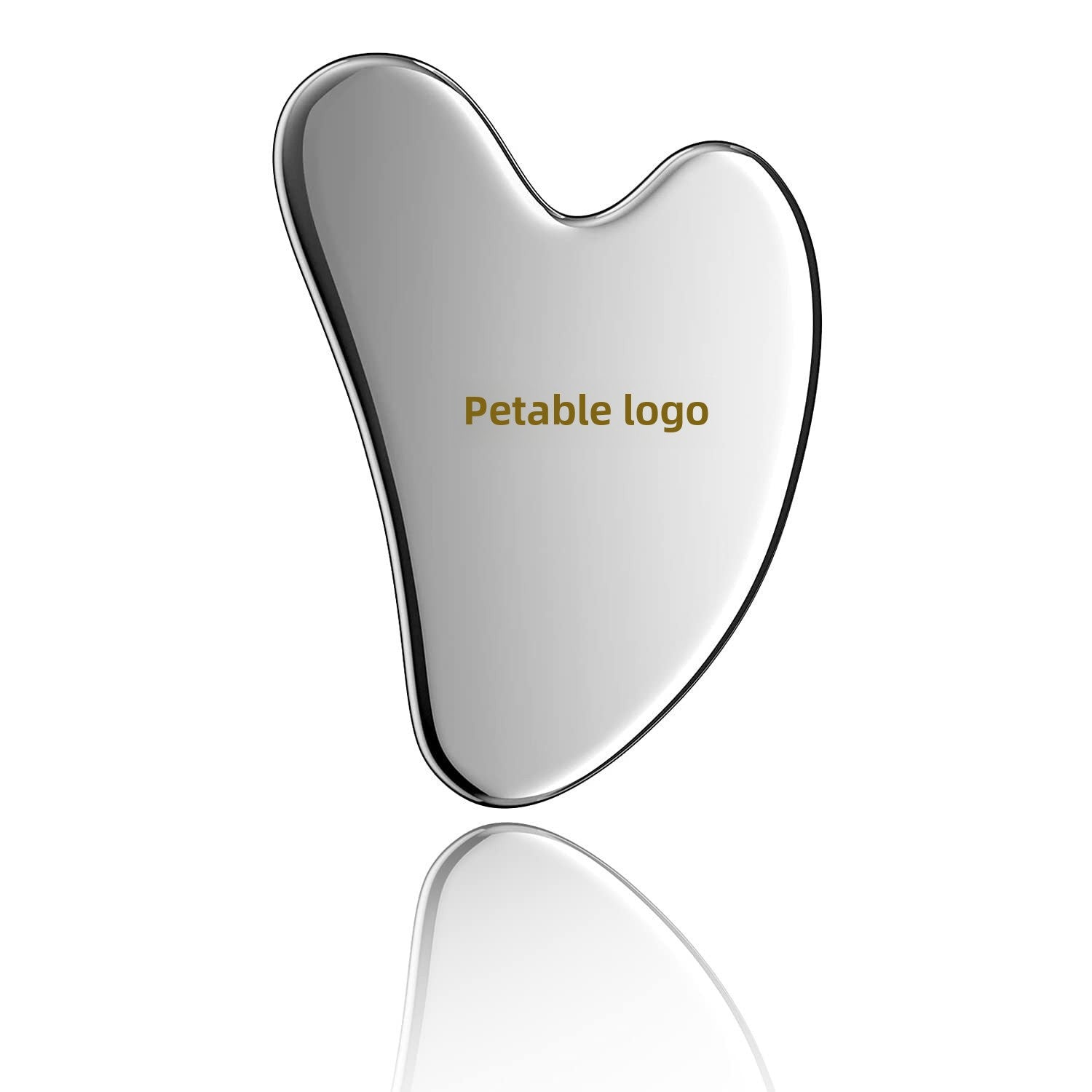 IBG stainless steel Gua Sha massage tool for facial and body skincare, featuring smooth, polished surface and ergonomic design
