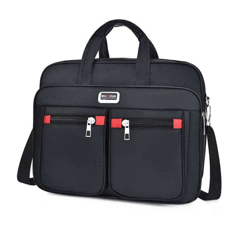 Men's IBG lightweight laptop briefcase with adjustable shoulder strap, multiple compartments, and sleek design for business travel.