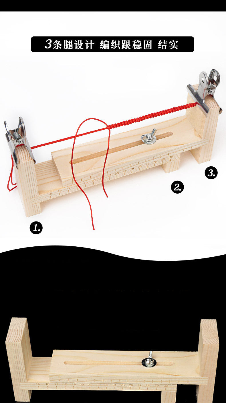 IBG wooden bracelet weaving stand for DIY jewelry making, showcasing a sturdy wooden tool for bracelet crafting.