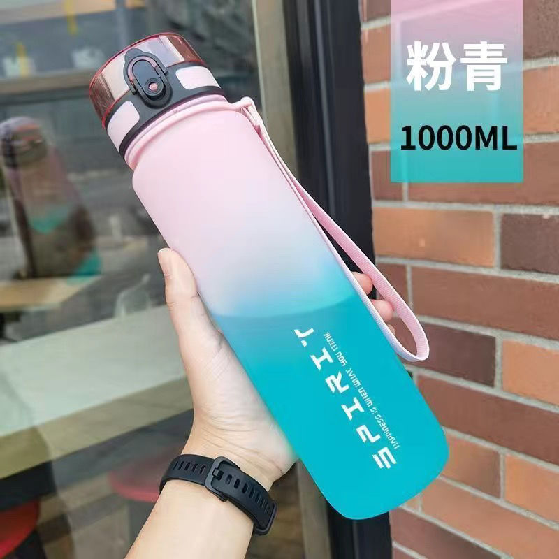 Large IBG sports water bottle in 500ml or 1000ml size, outdoor fitness bottle with a clear plastic body and screw-on lid