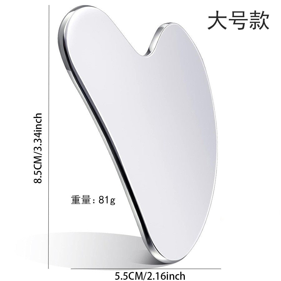 IBG stainless steel Gua Sha massage tool for facial and body skincare in a sleek, polished finish.