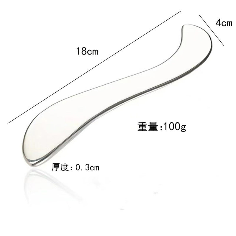 IBG stainless steel Gua Sha massage tool for facial and body massage in a sleek, polished design.