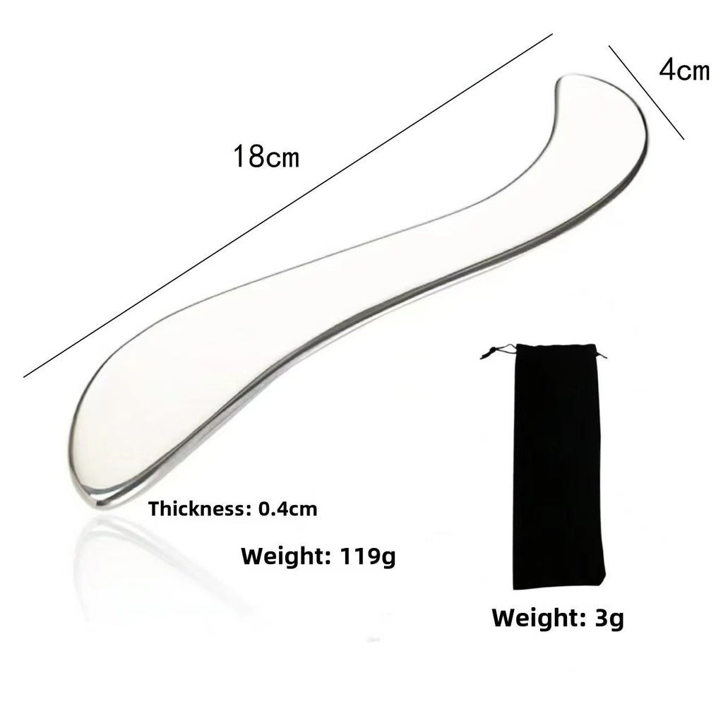 IBG stainless steel Gua Sha massage tool for beauty and personal care, shown on a white background with a smooth, curved design