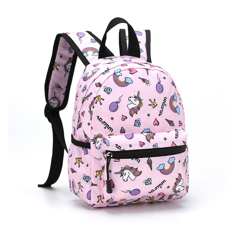 Kids lightweight cartoon backpack by IBG, 10.6-inch school bag with colorful cartoon designs for children.