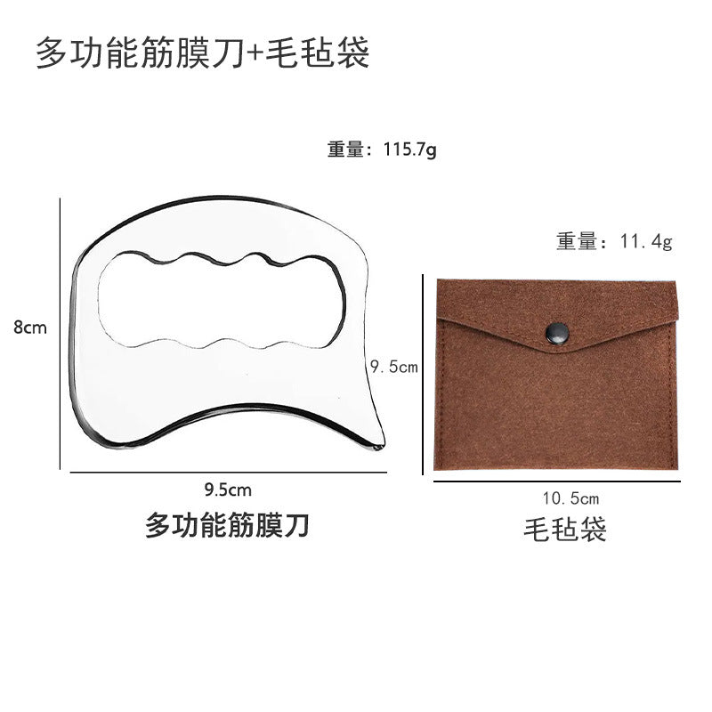 IBG stainless steel Gua Sha massage tool for facial and body skincare, featuring smooth, polished surface for gentle massage.