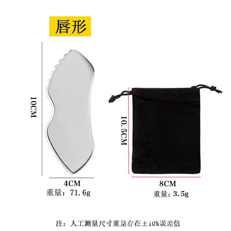 IBG stainless steel Gua Sha massage tool for beauty and personal care, featuring smooth, polished surface for facial massage.